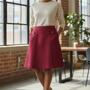 Banana Republic Berry Textured A line  midi Skirt with Silver Accents size 10